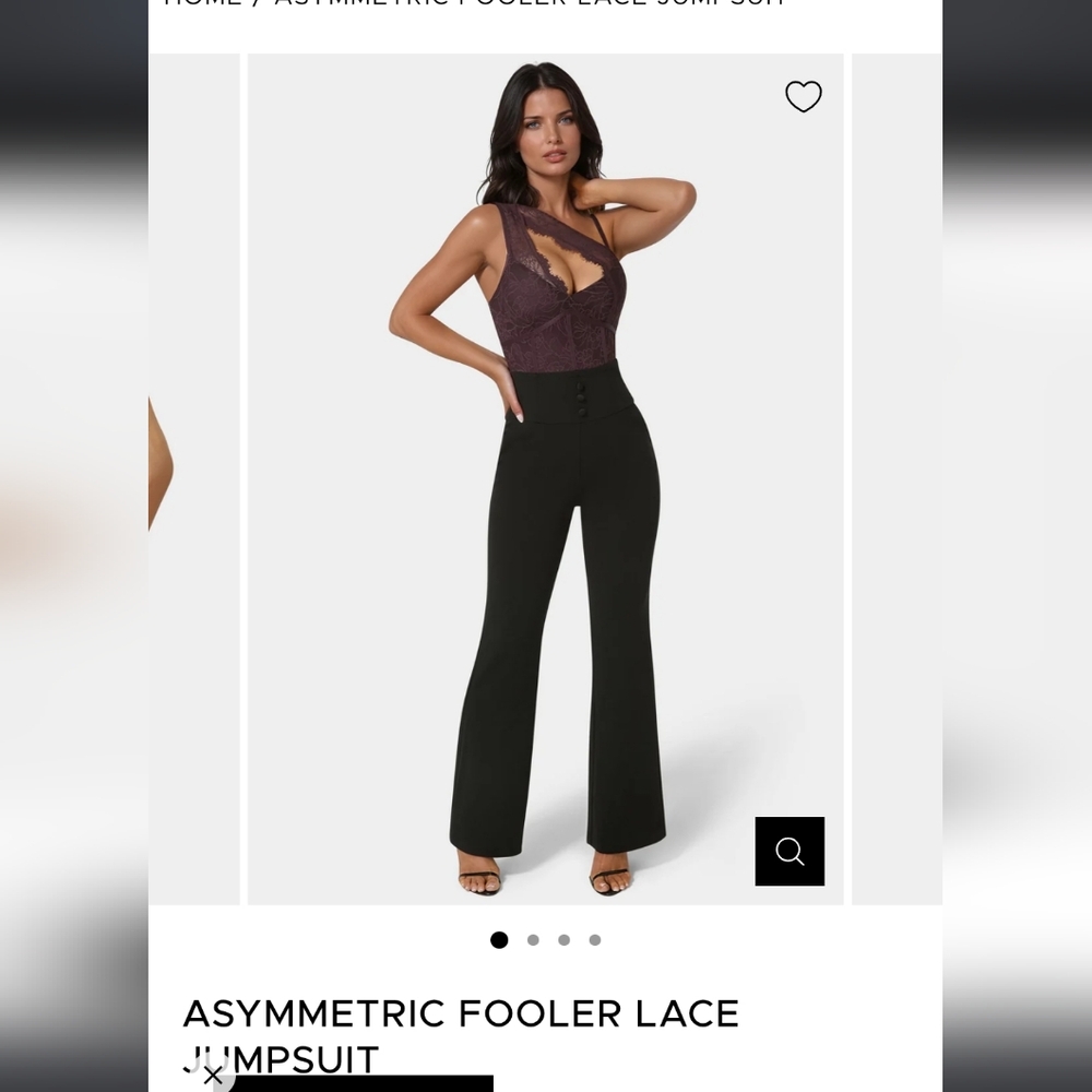 bebe Purple Lace Bodysuit with Black High-Waisted Pants Sz Xs